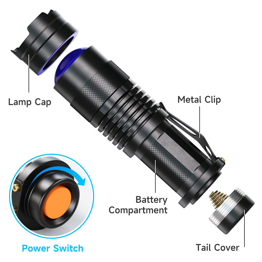 Mini UV LED Flashlight 395nm Blacklight Torch by HitMyNeed