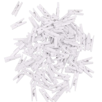 Mini White Wooden Pegs Clips 50pcs - 2.5cm by HitMyNeed
