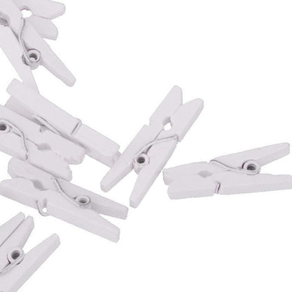 Mini White Wooden Pegs Clips 50pcs - 2.5cm by HitMyNeed