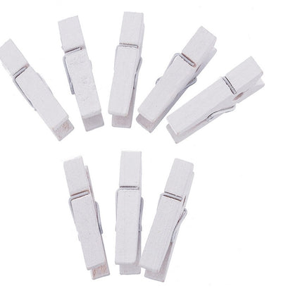 Mini White Wooden Pegs Clips 50pcs - 2.5cm by HitMyNeed