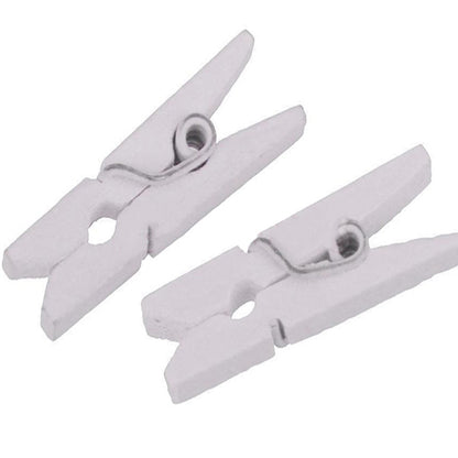 Mini White Wooden Pegs Clips 50pcs - 2.5cm by HitMyNeed