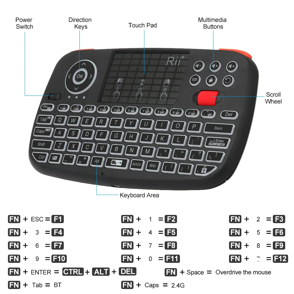 Mini Wireless Backlit Keyboard with Touchpad & 2.4G by HitMyNeed