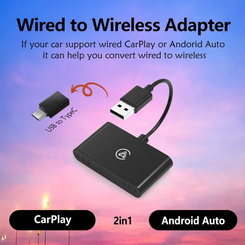 Mini Wireless CarPlay & Android Auto 2‑in‑1 Adapter by HitMyNeed