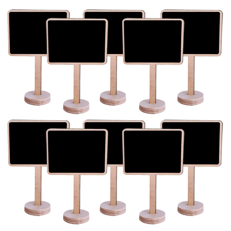 Mini Wood Chalkboard Signs with Stands (10 Pack) by HitMyNeed