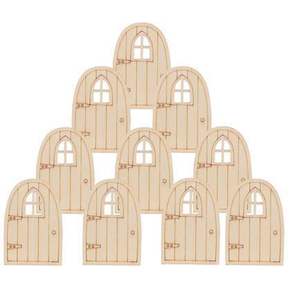 Mini Wooden Fairy Doors Set of 10 for Crafts & Gardens by HitMyNeed