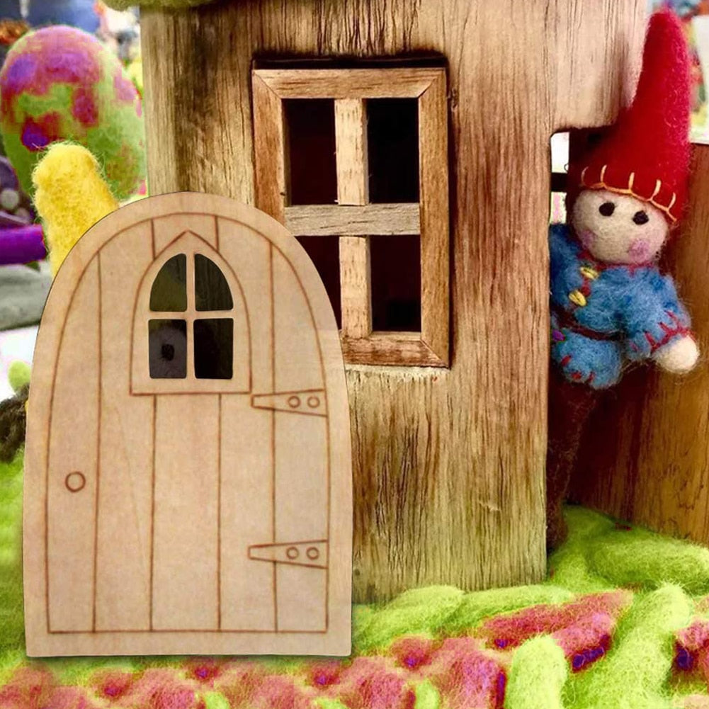 Mini Wooden Fairy Doors Set of 10 for Crafts & Gardens by HitMyNeed
