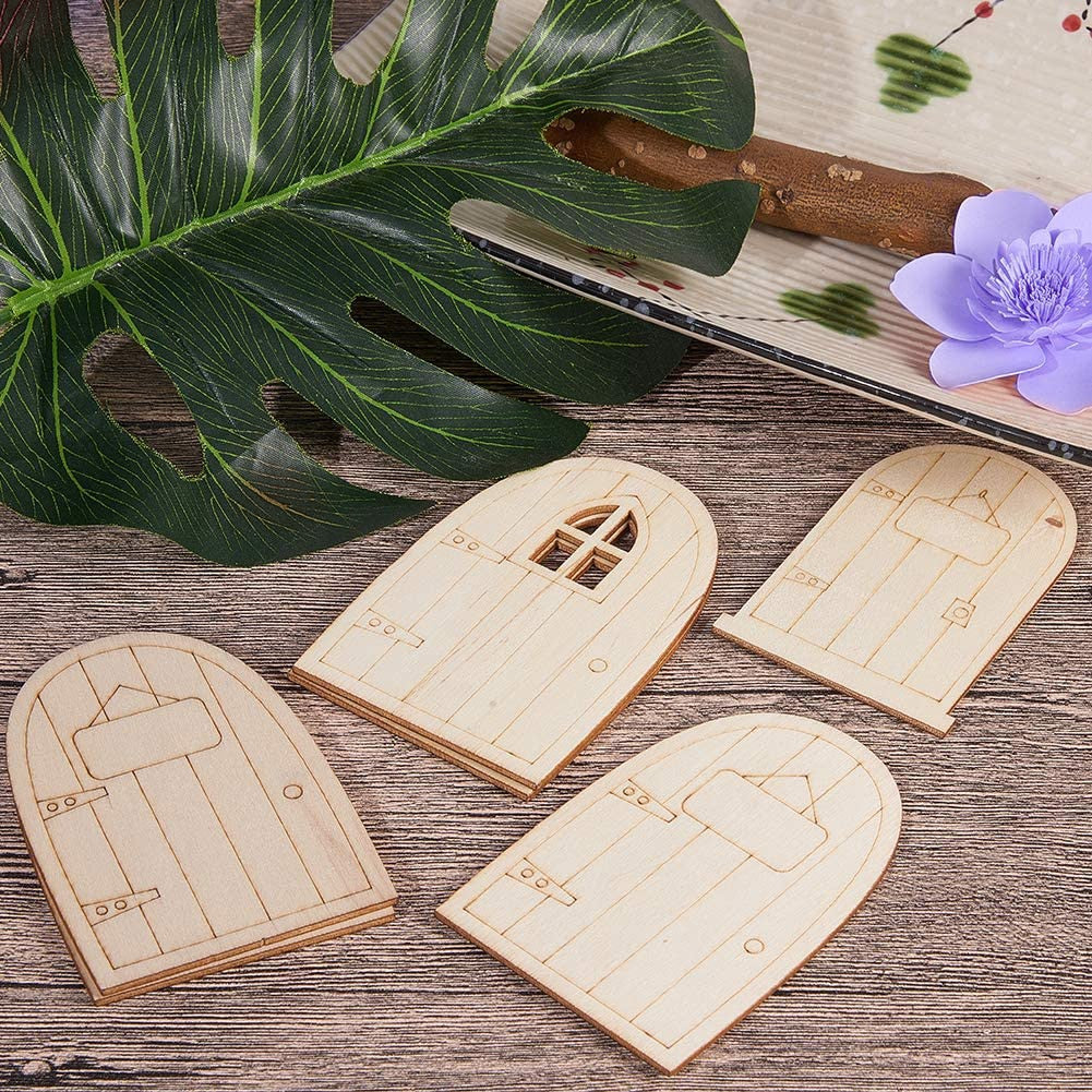 Mini Wooden Fairy Doors Set of 10 for Crafts & Gardens by HitMyNeed