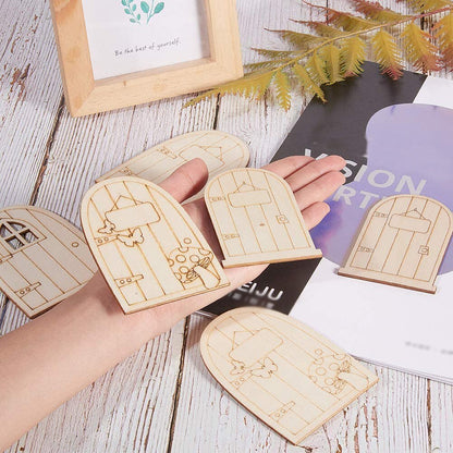 Mini Wooden Fairy Doors Set of 10 for Crafts & Gardens by HitMyNeed