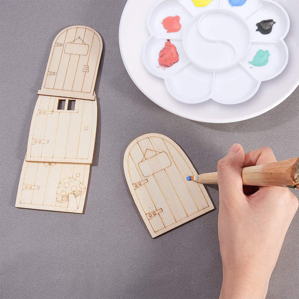 Mini Wooden Fairy Doors Set of 10 for Crafts & Gardens by HitMyNeed