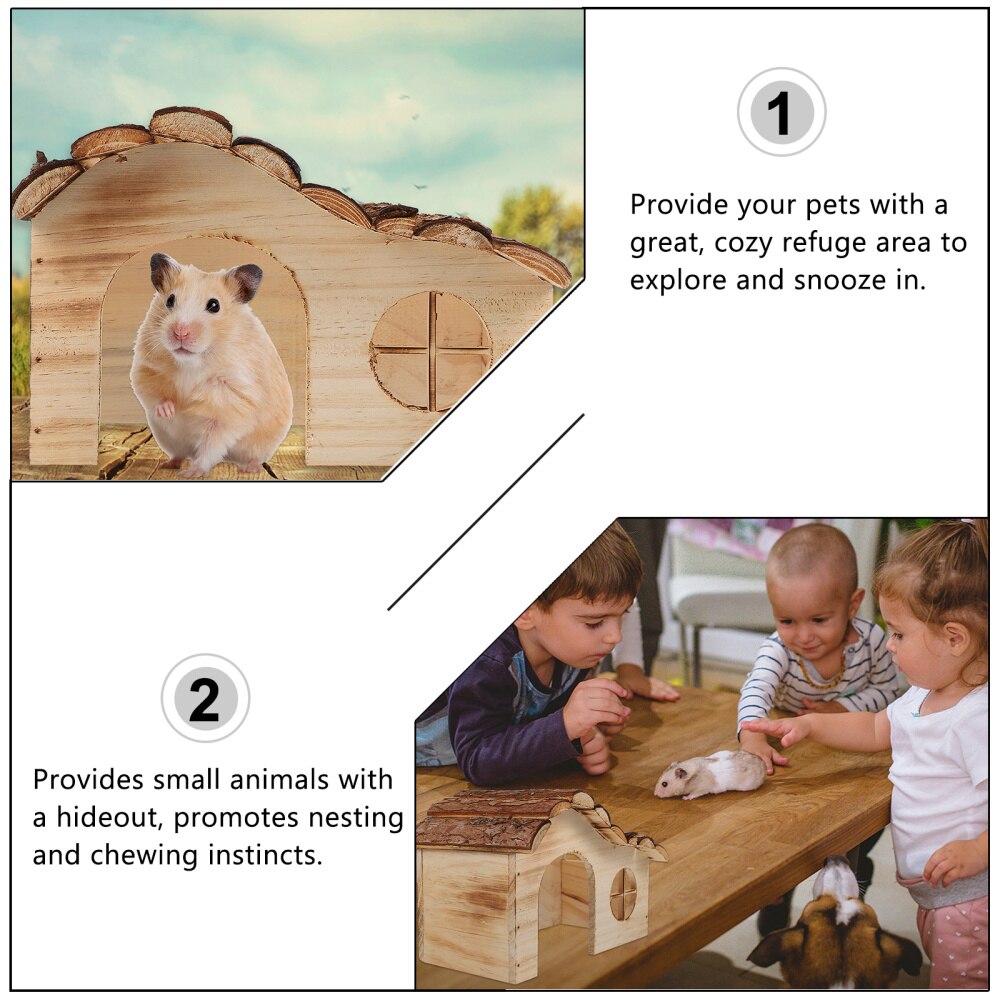 Mini Wooden Hamster House Cabin Shelter by HitMyNeed