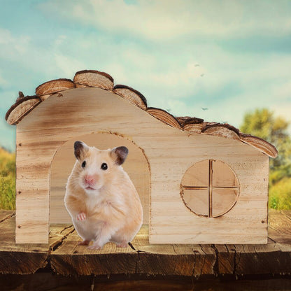 Mini Wooden Hamster House Cabin Shelter by HitMyNeed