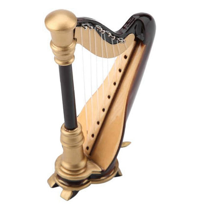 Mini Wooden Harp Ornament - Decorative Replica by HitMyNeed