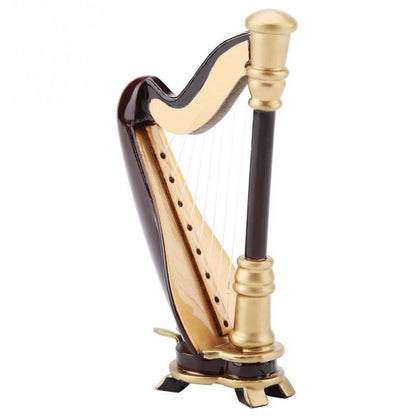 Mini Wooden Harp Ornament - Decorative Replica by HitMyNeed