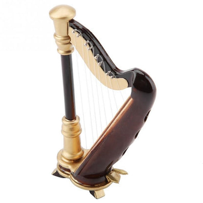 Mini Wooden Harp Ornament - Decorative Replica by HitMyNeed