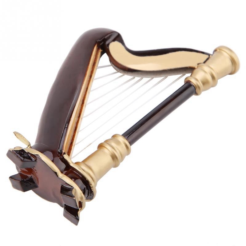 Mini Wooden Harp Ornament - Decorative Replica by HitMyNeed