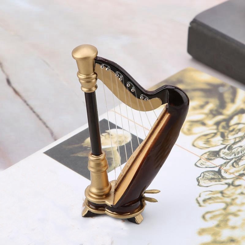 Mini Wooden Harp Ornament - Decorative Replica by HitMyNeed