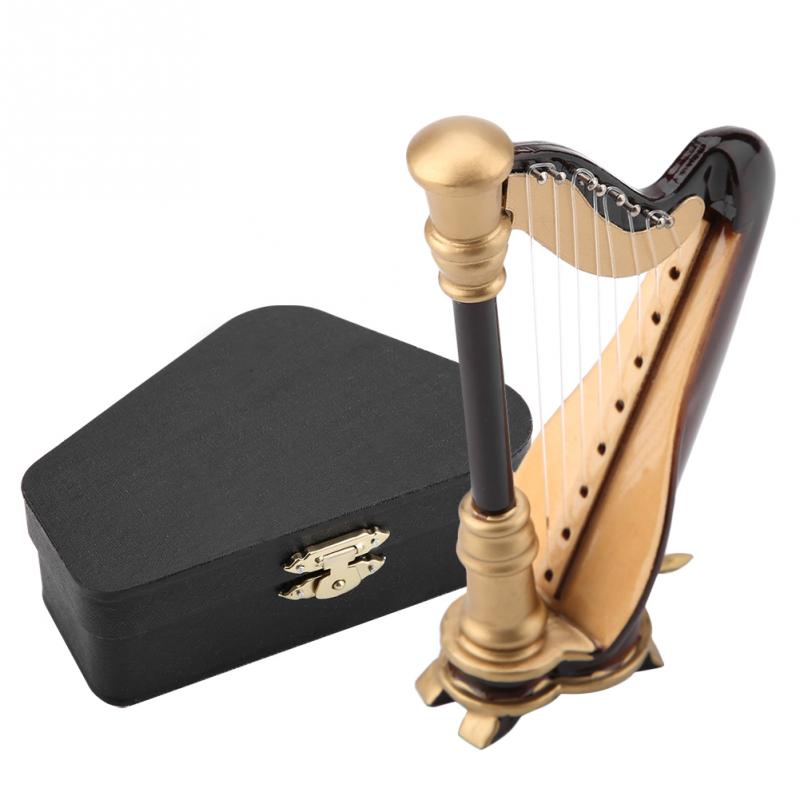 Mini Wooden Harp Ornament - Decorative Replica by HitMyNeed