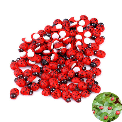 Mini Wooden Ladybug Garden Decor Set (100 pcs) by HitMyNeed