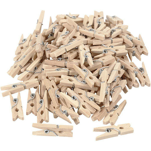 Mini Wooden Photo Clips Set (100 Pieces) by HitMyNeed