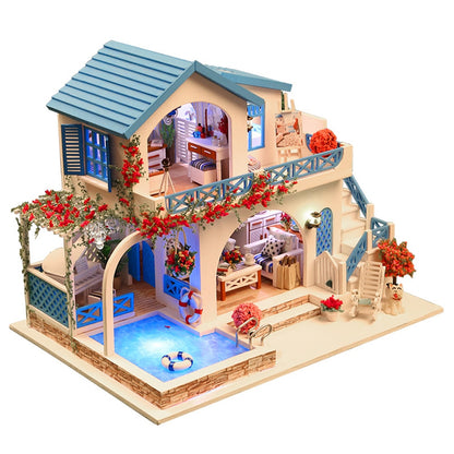 Miniature DIY Dollhouse Kit with LED Lighting by HitMyNeed