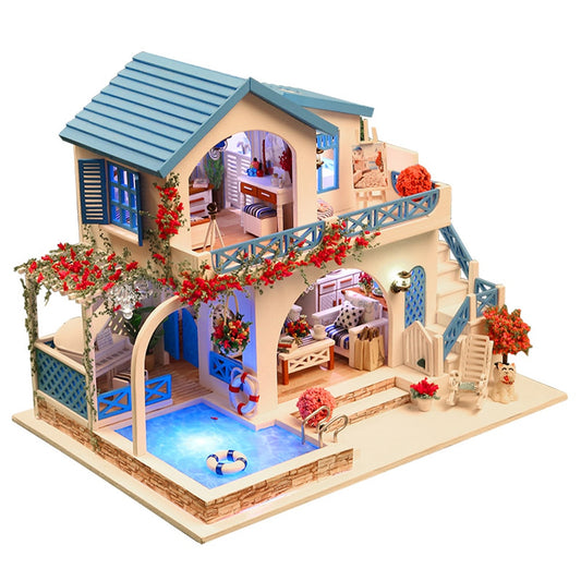 Miniature DIY Dollhouse Kit with LED Lighting by HitMyNeed