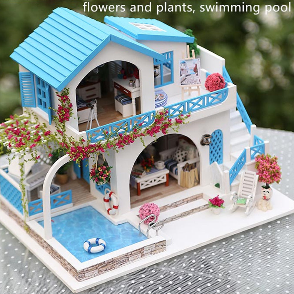 Miniature DIY Dollhouse Kit with LED Lighting by HitMyNeed