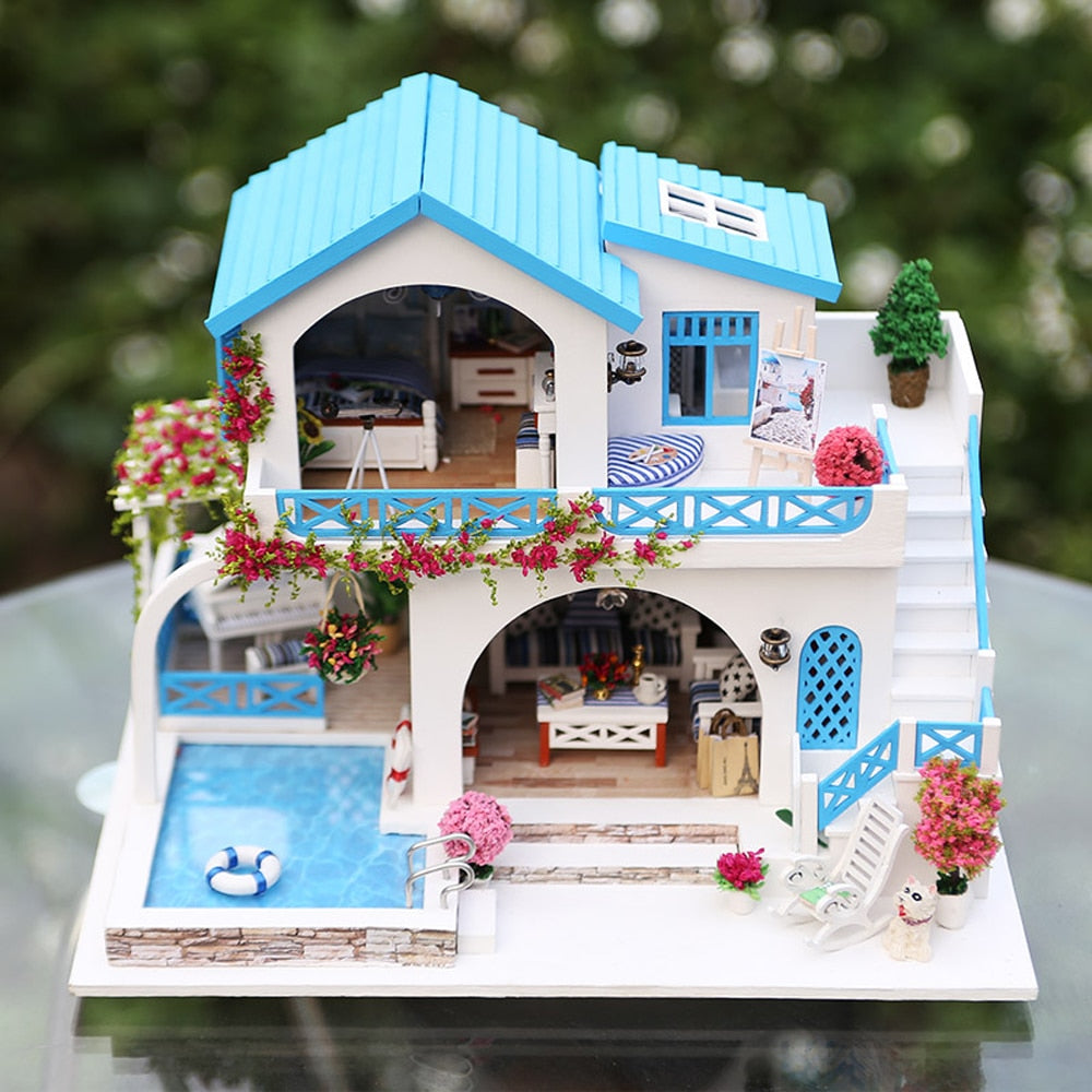Miniature DIY Dollhouse Kit with LED Lighting by HitMyNeed