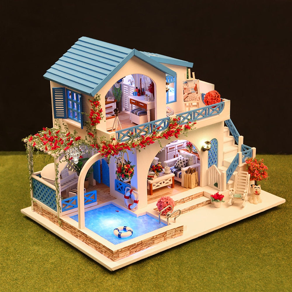 Miniature DIY Dollhouse Kit with LED Lighting by HitMyNeed