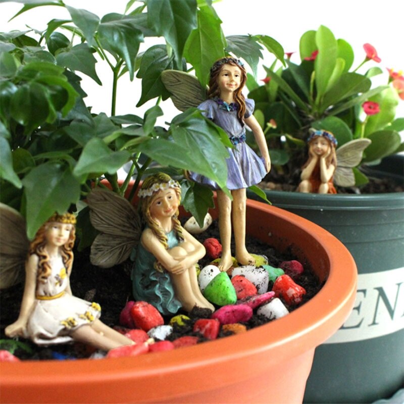 Miniature Fairy Garden Figurines Set of 6 by HitMyNeed