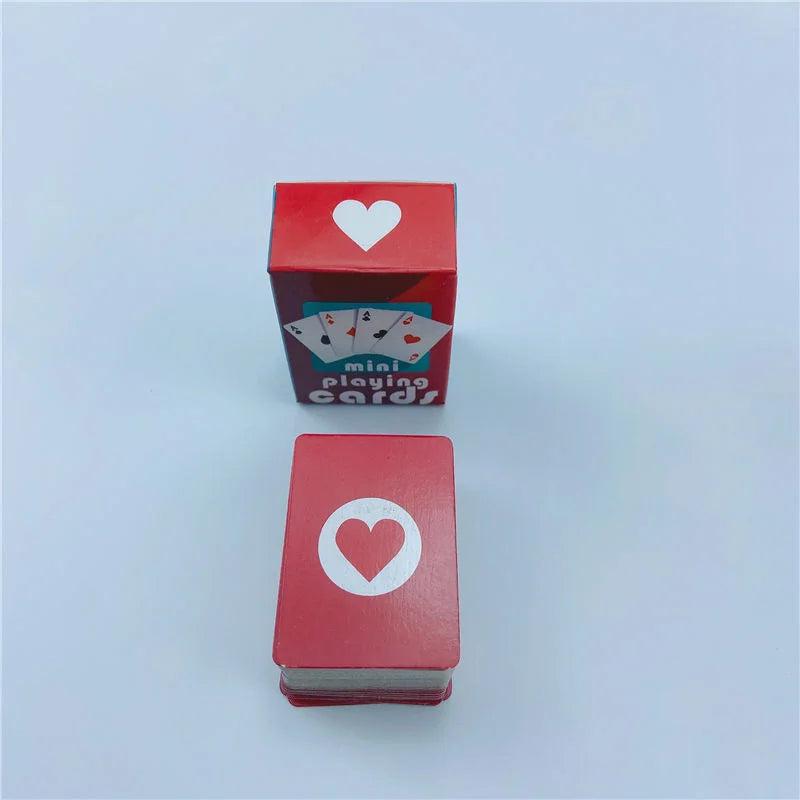 Miniature Poker Playing Cards Deck for Travel red by HitMyNeed
