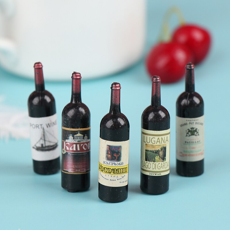 Miniature Wine Bottles Set for 1:12 Dollhouses (10pcs) by HitMyNeed