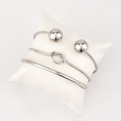 Minimalist Silver Bangle Bracelet Set (3 Pieces) by HitMyNeed