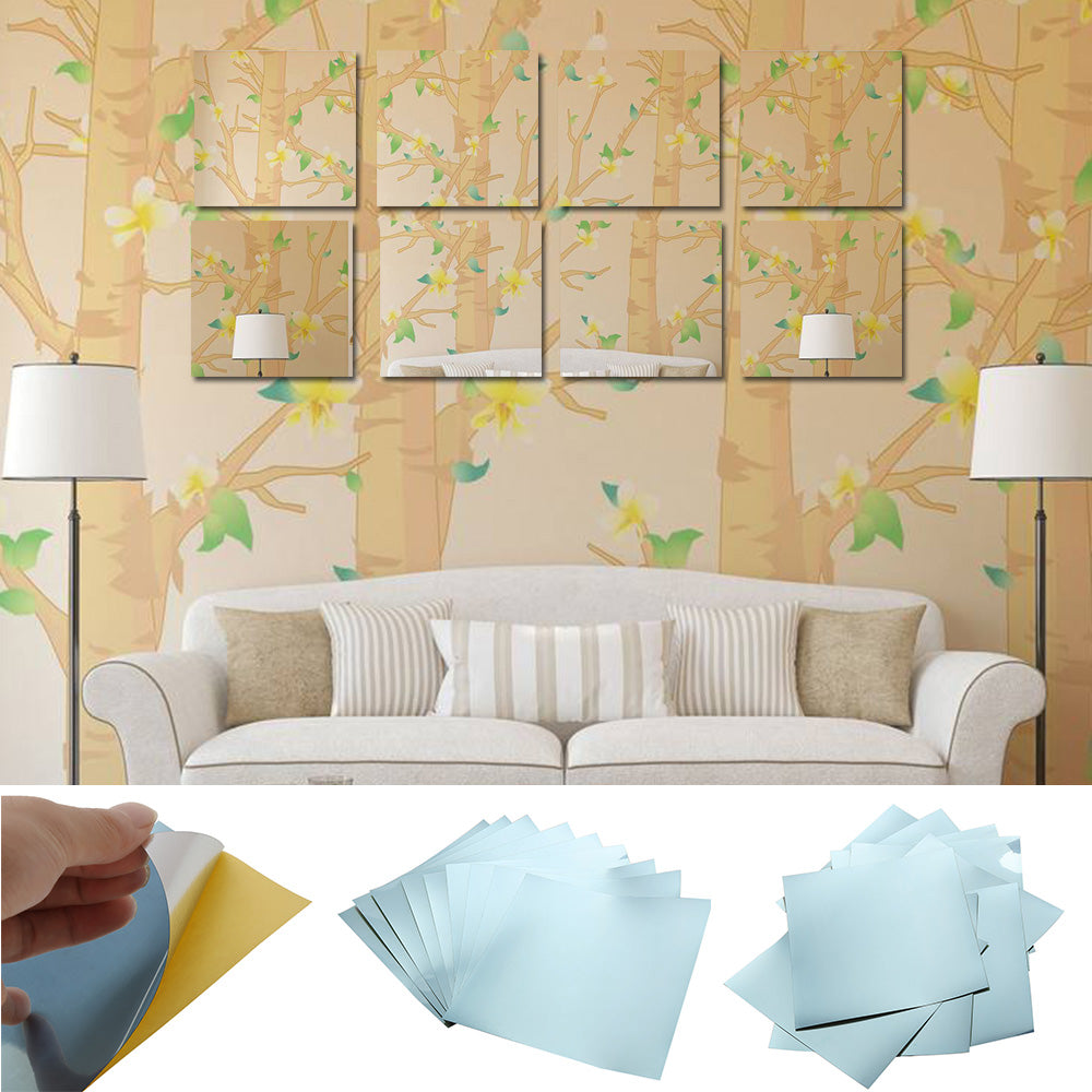 Mirror Wall Stickers Set of 9 - Square Adhesive Tiles by HitMyNeed