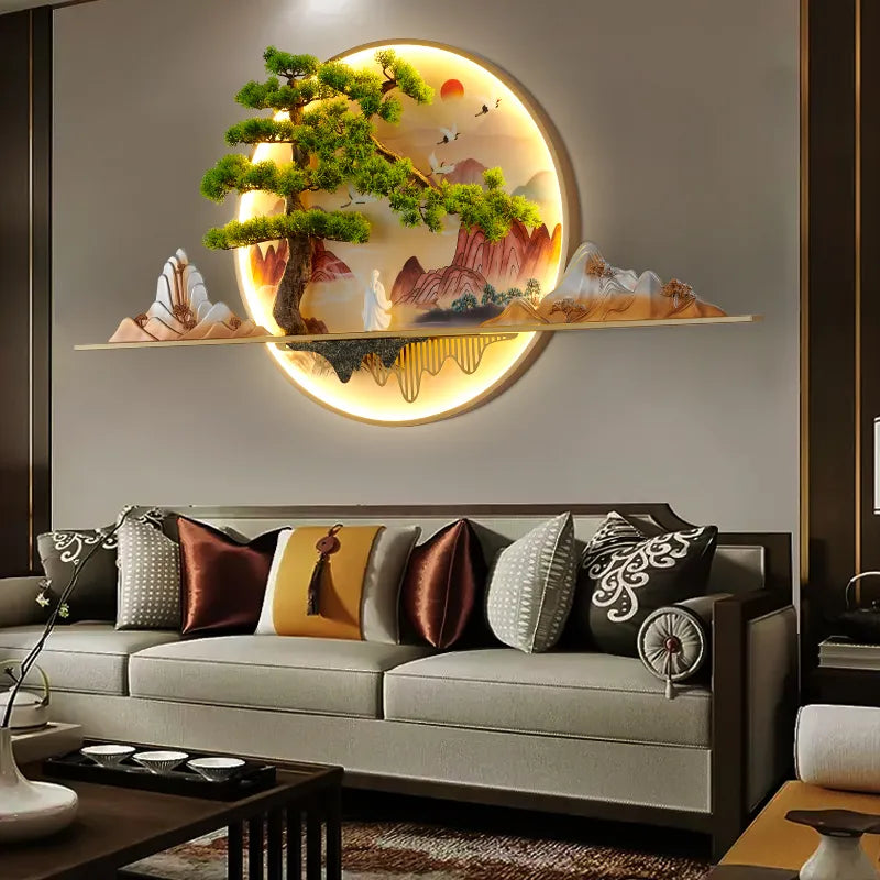 Modern Chinese Landscape LED Wall Mural Light 120cm by HitMyNeed