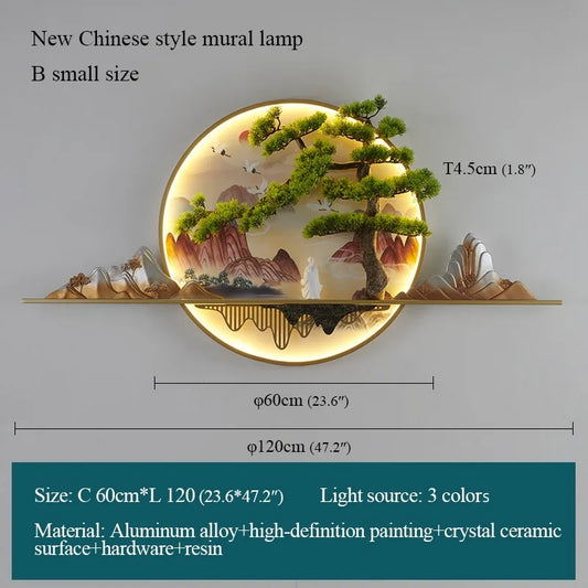 Modern Chinese Landscape LED Wall Mural Light 120cm style-b-l120cm 220V by HitMyNeed