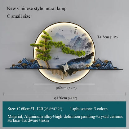 Modern Chinese Landscape LED Wall Mural Light 120cm style-c-l120cm 110V by HitMyNeed