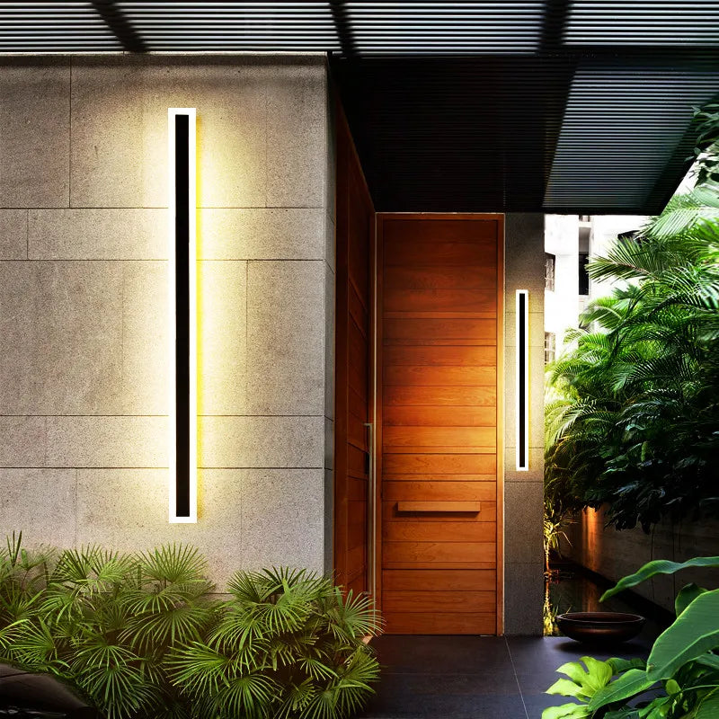 Modern IP65 Long Strip LED Outdoor Wall Light black-l-150cm dimmable-with-remote by HitMyNeed