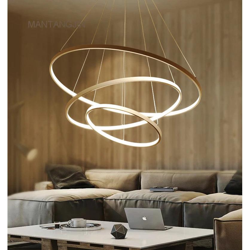 Modern LED Ring Pendant Light for Living & Dining 1ring-20cm warm-white-no-remote body-color-golden by HitMyNeed