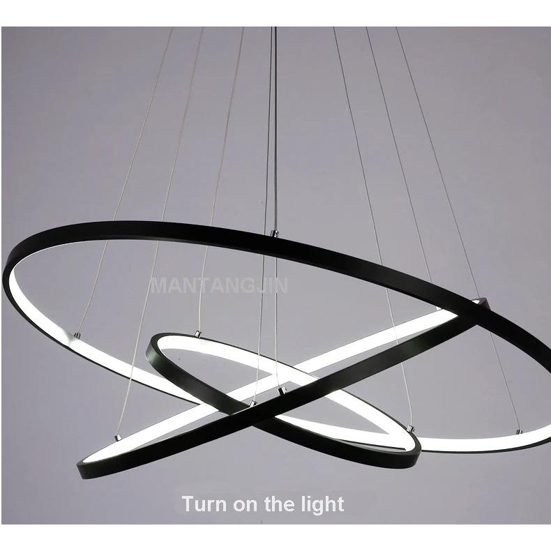 Modern LED Ring Pendant Light for Living & Dining 2ring-60-80cm warm-white-no-remote body-color-golden by HitMyNeed