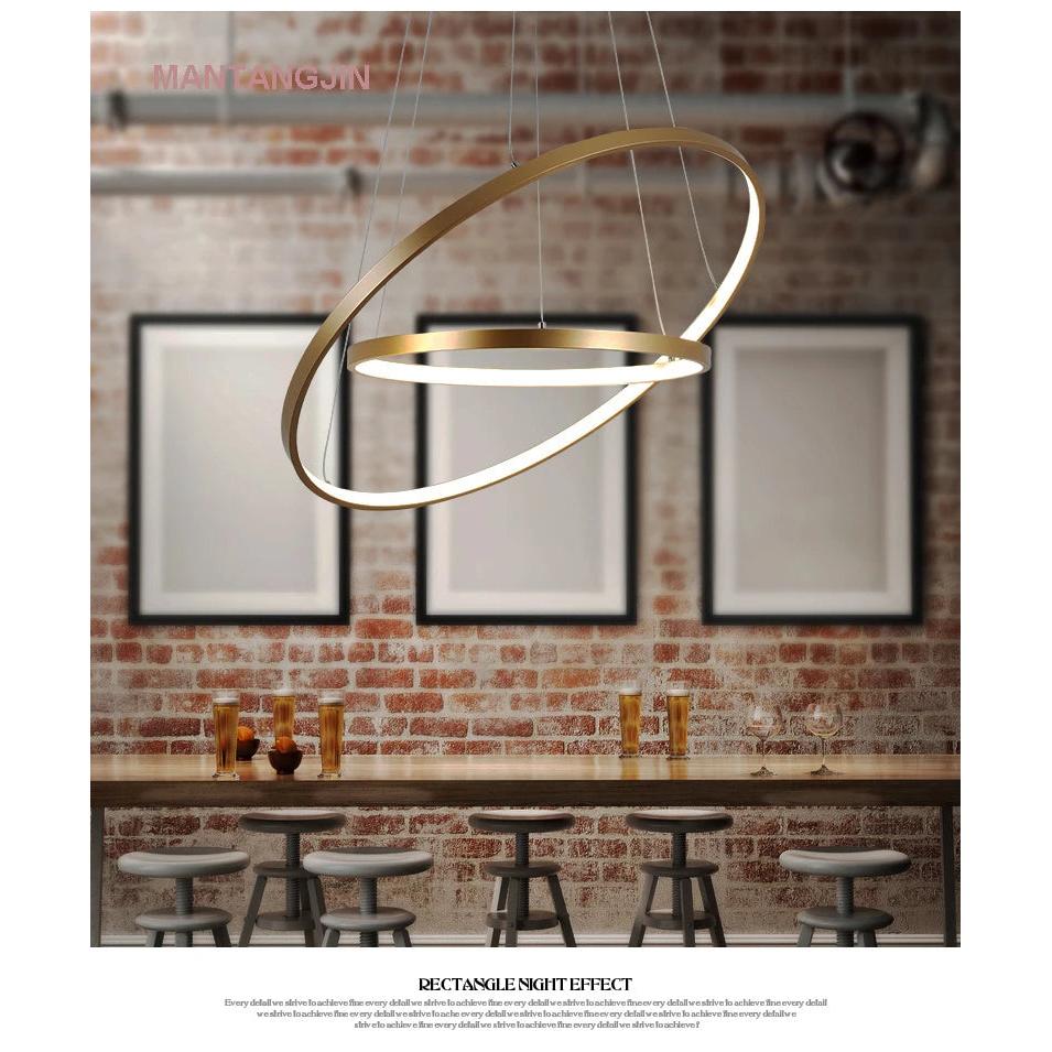 Modern LED Ring Pendant Light for Living & Dining 3ring-20-40-60cm natural-no-remote body-color-golden by HitMyNeed