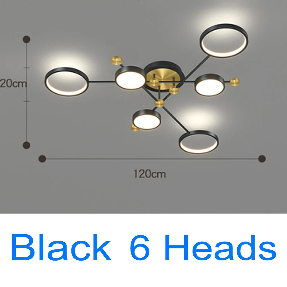 Modern Nordic LED Pendant Light with Remote Dimmer black-6h cold-white by HitMyNeed