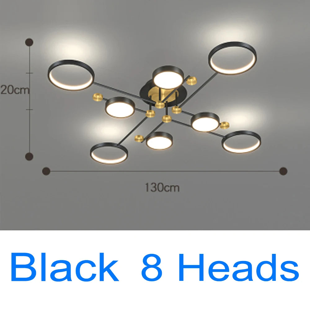Modern Nordic LED Pendant Light with Remote Dimmer black-8h cold-white by HitMyNeed