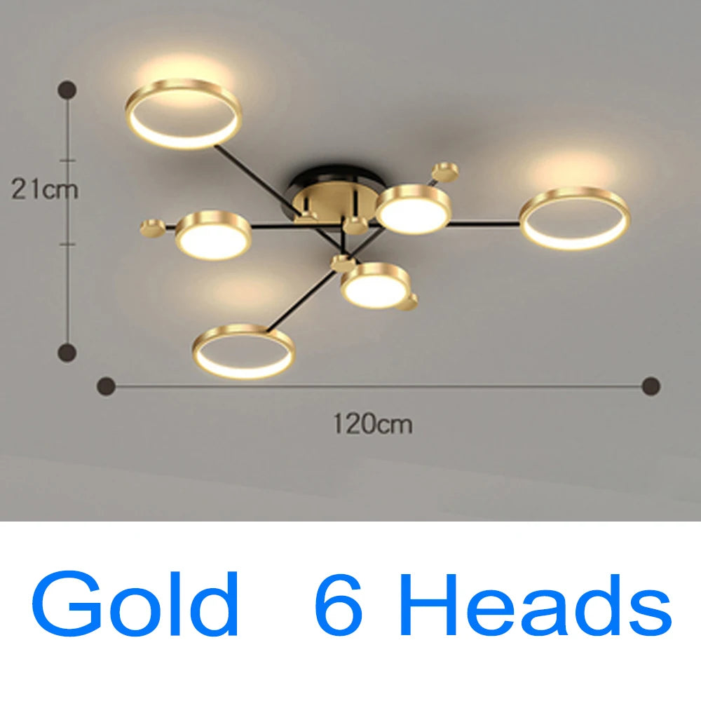 Modern Nordic LED Pendant Light with Remote Dimmer gold-6h cold-white by HitMyNeed