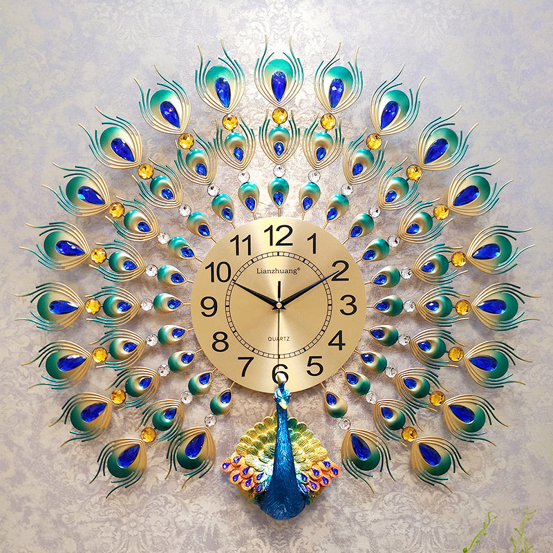 Modern Peacock Design Metal Wall Clock 70cm by HitMyNeed