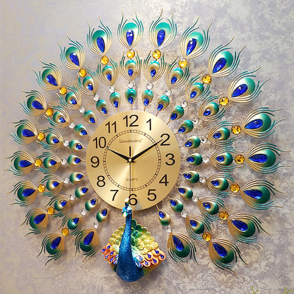 Modern Peacock Design Metal Wall Clock 70cm by HitMyNeed
