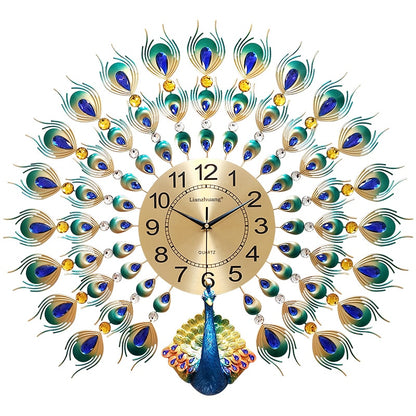 Modern Peacock Design Metal Wall Clock 70cm by HitMyNeed