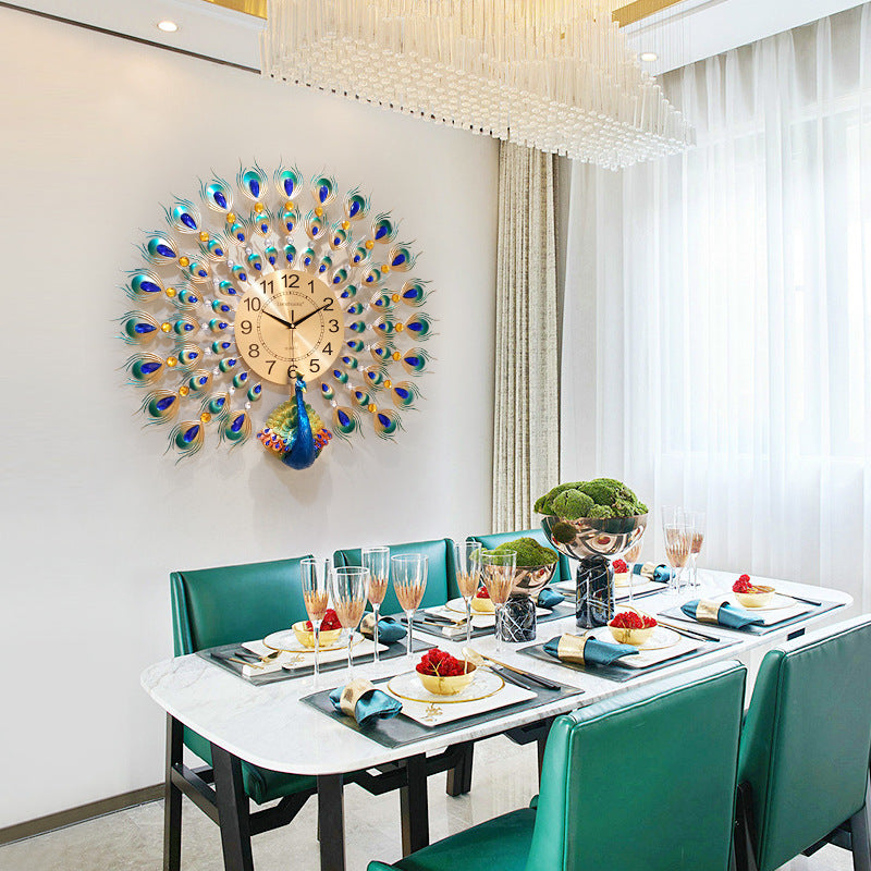Modern Peacock Design Metal Wall Clock 70cm by HitMyNeed
