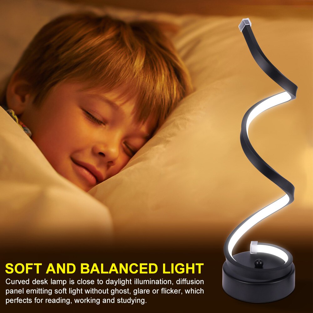 Modern Spiral LED Desk Lamp with Remote Control & Dimmable Light by HitMyNeed