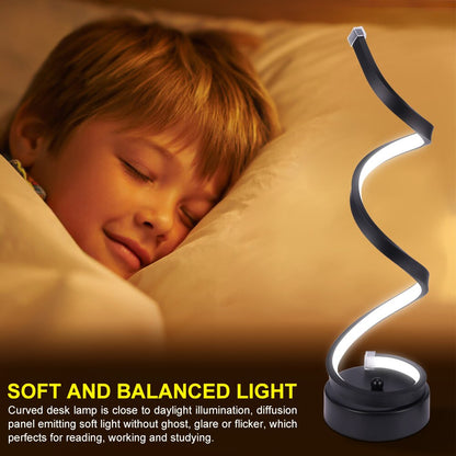 Modern Spiral LED Desk Lamp with Remote Control & Dimmable Light by HitMyNeed