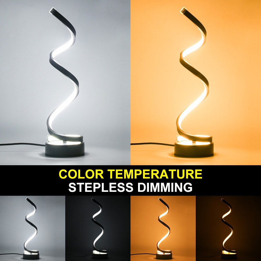 Modern Spiral LED Desk Lamp with Remote Control & Dimmable Light by HitMyNeed